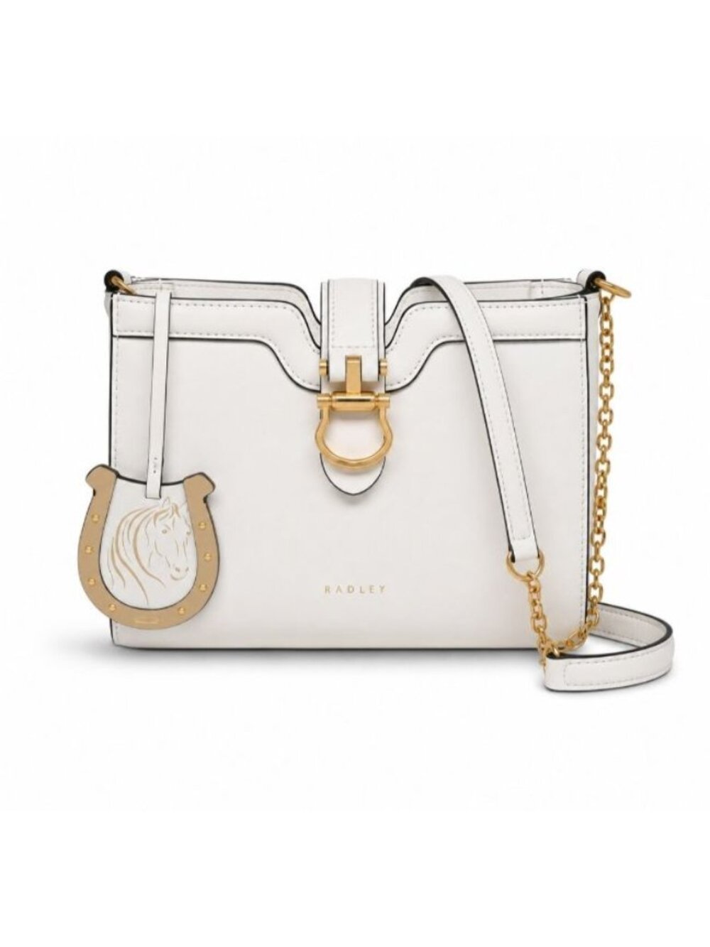 NWT Radley London Kentucky Derby Small Zip Top Crossbody Bag White Leather
